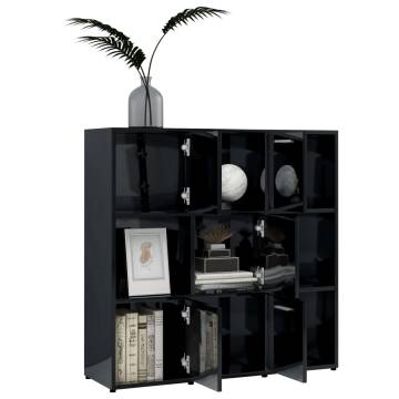 Book Cabinet High Gloss Black 90x30x90 cm Engineered Wood