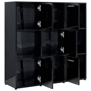 Book Cabinet High Gloss Black 90x30x90 cm Engineered Wood