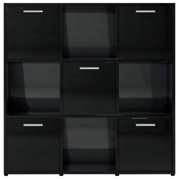 Book Cabinet High Gloss Black 90x30x90 cm Engineered Wood