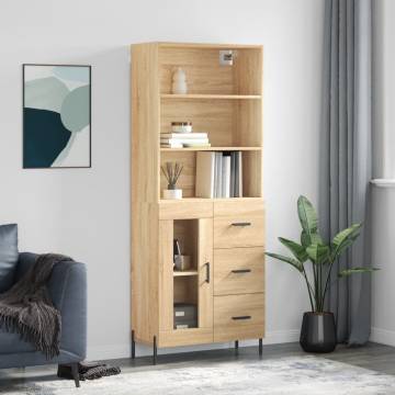 Highboard Sonoma Oak 69.5x34x180 cm Engineered Wood