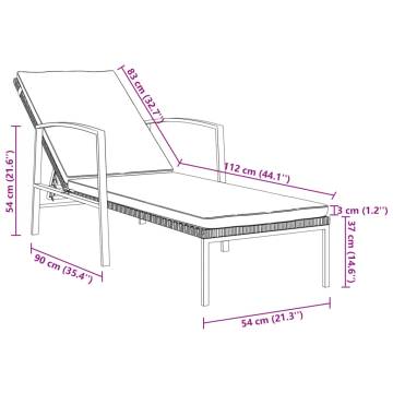 Garden Sun Lounger with Cushion Poly Rattan Brown