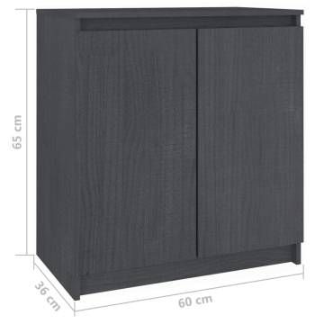 Side Cabinet Grey 60x36x65 cm Solid Pinewood