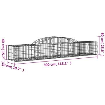 Arched Gabion Baskets 4 pcs 300x50x40/60 cm Galvanised Iron