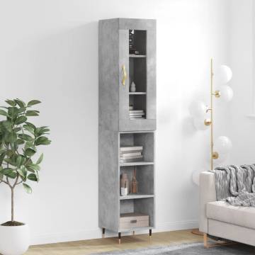 Highboard Concrete Grey 34.5x34x180 cm Engineered Wood