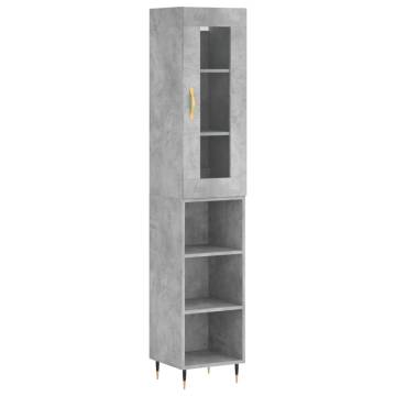 Highboard Concrete Grey 34.5x34x180 cm Engineered Wood