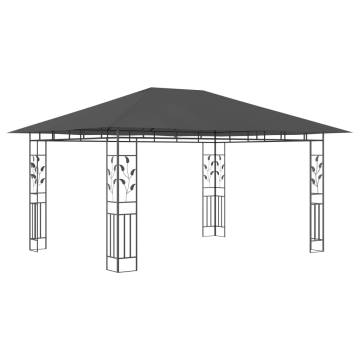 Gazebo with Mosquito Net&LED String Lights 4x3x2.73m Anthracite