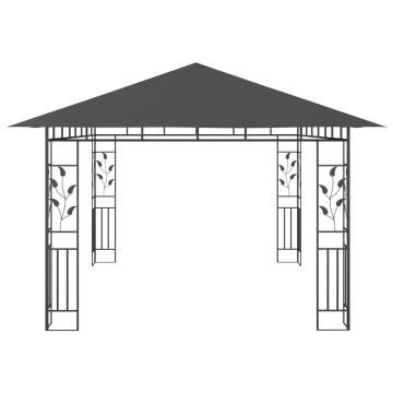 Gazebo with Mosquito Net&LED String Lights 4x3x2.73m Anthracite