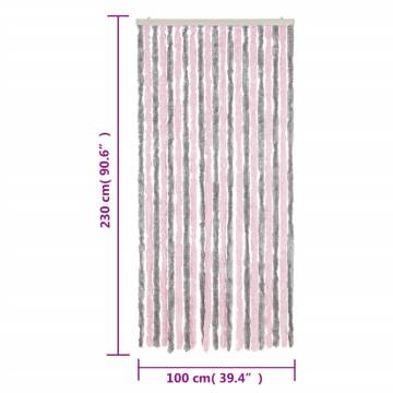 Fly Curtain Silver Grey and Pink 100x230 cm Chenille