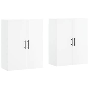 Wall Mounted Cabinets 2 pcs High Gloss White 69.5x34x90 cm