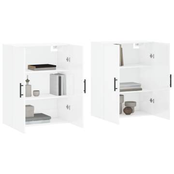 Wall Mounted Cabinets 2 pcs High Gloss White 69.5x34x90 cm