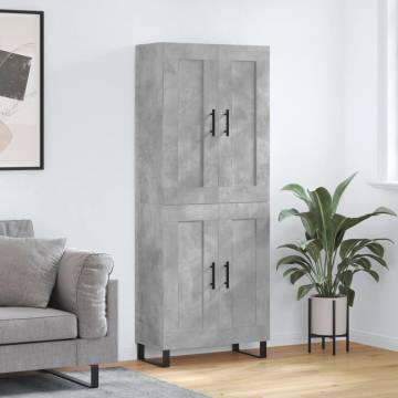 Highboard Concrete Grey 69.5x34x180 cm Engineered Wood