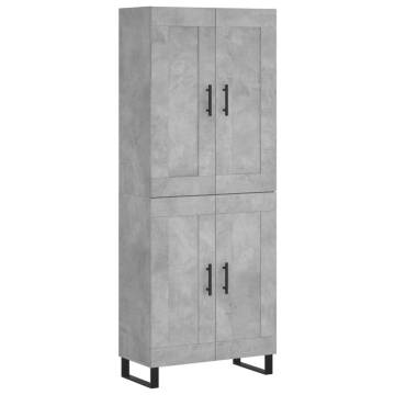 Highboard Concrete Grey 69.5x34x180 cm Engineered Wood