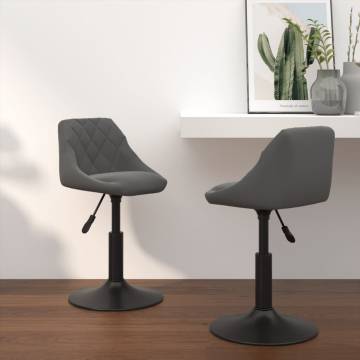 Swivel Dining Chairs 2 pcs Dark Grey Velvet