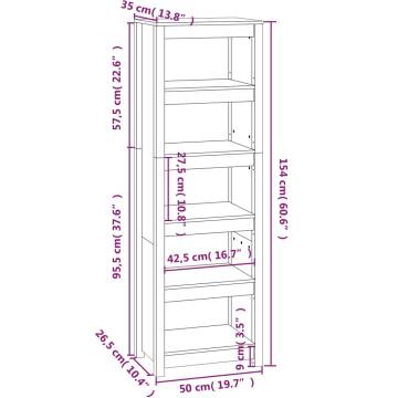 Book Cabinet Grey 50x35x154 cm Solid Wood Pine