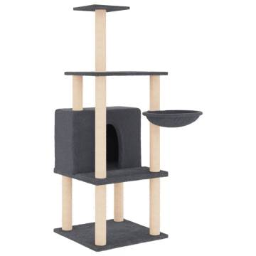 Cat Tree with Sisal Scratching Posts Dark Grey 132 cm