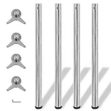 4 Height Adjustable Table Legs Chrome 870 mm