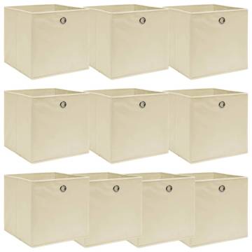 Storage Boxes 10 pcs Cream 32x32x32 cm Fabric