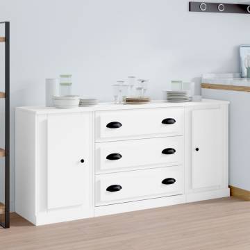 Sideboards 3 pcs White Engineered Wood