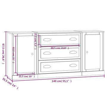 Sideboards 3 pcs White Engineered Wood