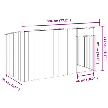 Durable Anthracite Dog House with Roof - 196x91x110 cm