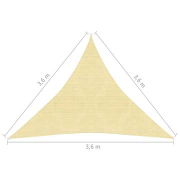 Sunshade Sail HDPE Triangular 3.6x3.6x3.6 m Beige