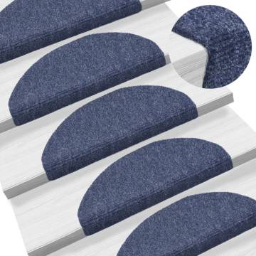 15 pcs Self-adhesive Stair Mats Needle Punch 65x21x4 cm Blue