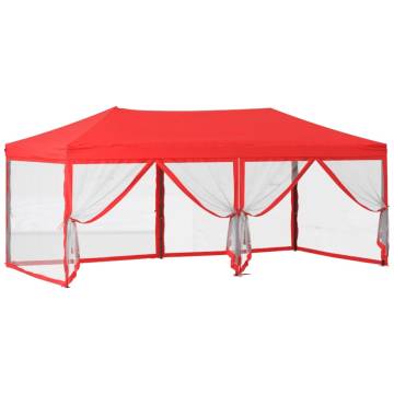 Folding Party Tent with Sidewalls Red 3x6 m