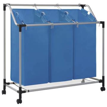 Laundry Sorter with 3 Bags Blue Steel