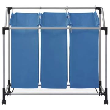 Laundry Sorter with 3 Bags Blue Steel