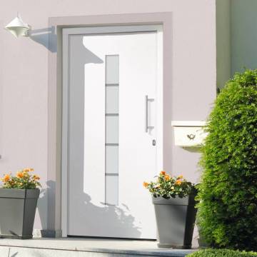 Front Door Aluminium and PVC White 100x210 cm