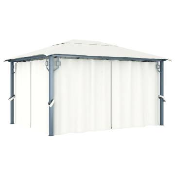 Gazebo with Curtain 400 x 300 cm Cream Aluminium