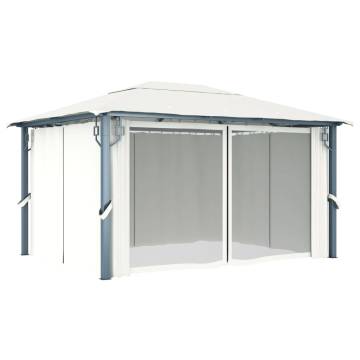 Gazebo with Curtain 400 x 300 cm Cream Aluminium