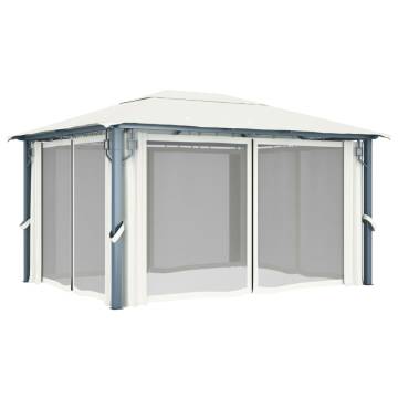 Gazebo with Curtain 400 x 300 cm Cream Aluminium