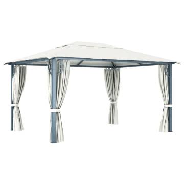 Gazebo with Curtain 400 x 300 cm Cream Aluminium