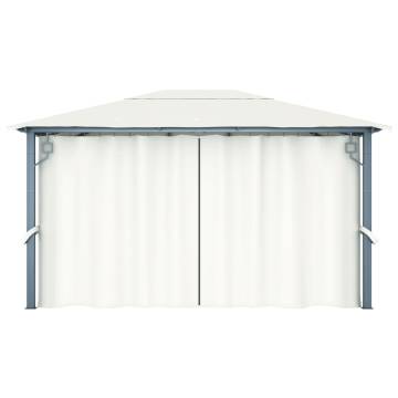 Gazebo with Curtain 400 x 300 cm Cream Aluminium