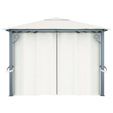 Gazebo with Curtain 400 x 300 cm Cream Aluminium