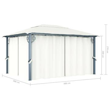 Gazebo with Curtain 400 x 300 cm Cream Aluminium