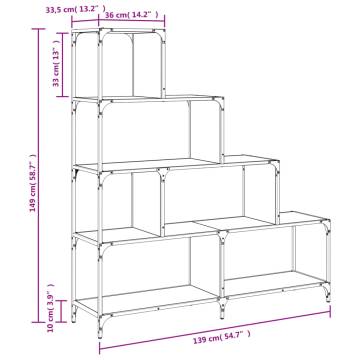 Bookcase 4-Stair Grey Sonoma 139x33.5x149 cm Engineered Wood