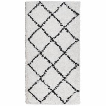 Shaggy Rug High Pile Modern Cream and Black 80x150 cm