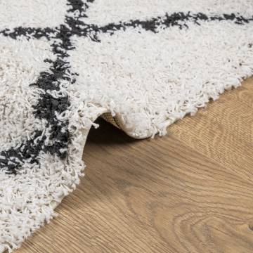 Shaggy Rug High Pile Modern Cream and Black 80x150 cm