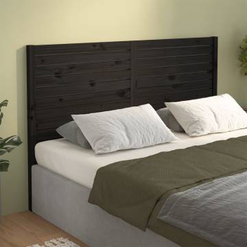 Bed Headboard Black 166x4x100 cm Solid Wood Pine