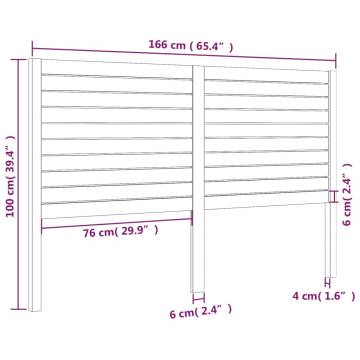 Bed Headboard Black 166x4x100 cm Solid Wood Pine