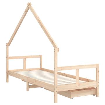 Kids Bed Frame with Drawers 80x200 cm Solid Wood Pine