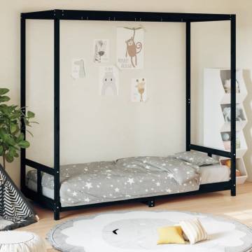 Kids Bed Frame Black 80x200 cm Solid Wood Pine