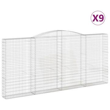 Arched Gabion Baskets 9 pcs 400x30x180/200 cm Galvanised Iron