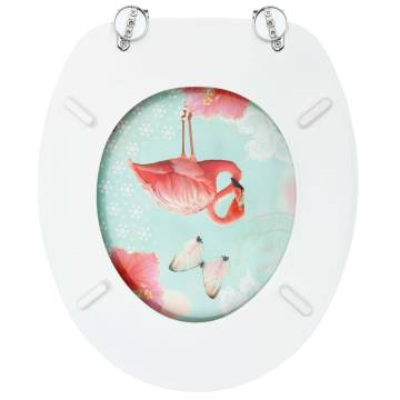 WC Toilet Seats with Lid 2 pcs MDF Flamingo Design