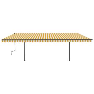 Manual Retractable Awning with Posts 6x3.5 m Yellow and White