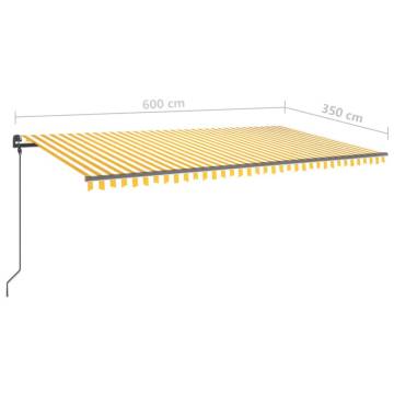 Manual Retractable Awning with Posts 6x3.5 m Yellow and White