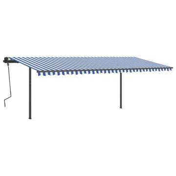 Manual Retractable Awning with Posts 6x3 m Blue and White