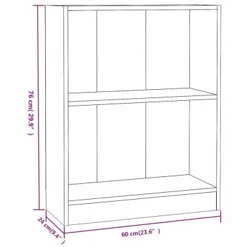 Bookshelf Black 60x24x76 cm Engineered Wood